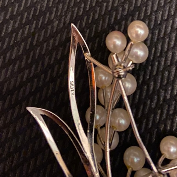 Vintage Silver Cluster 🎋Pearl Brooch/Pin - Picture 3 of 4